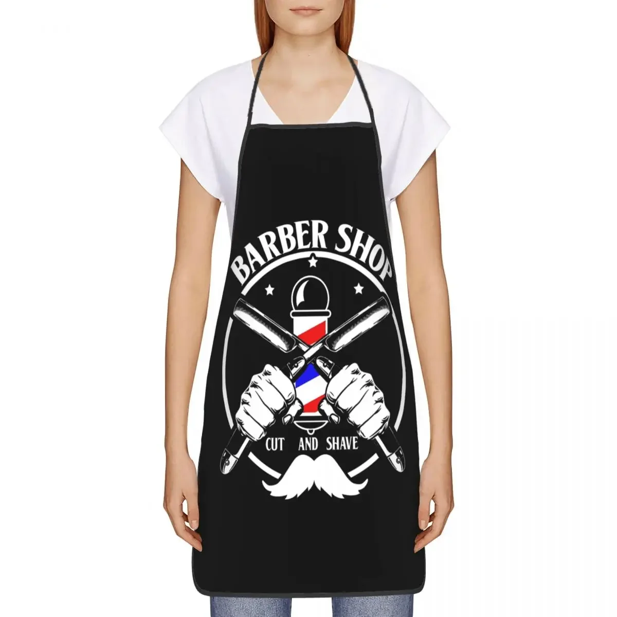 Unisex Barber Shop Cut And Shave Bib Apron Adult Women Men Chef Tablier Cuisine for Cooking Kitchen Hairdresser Painting