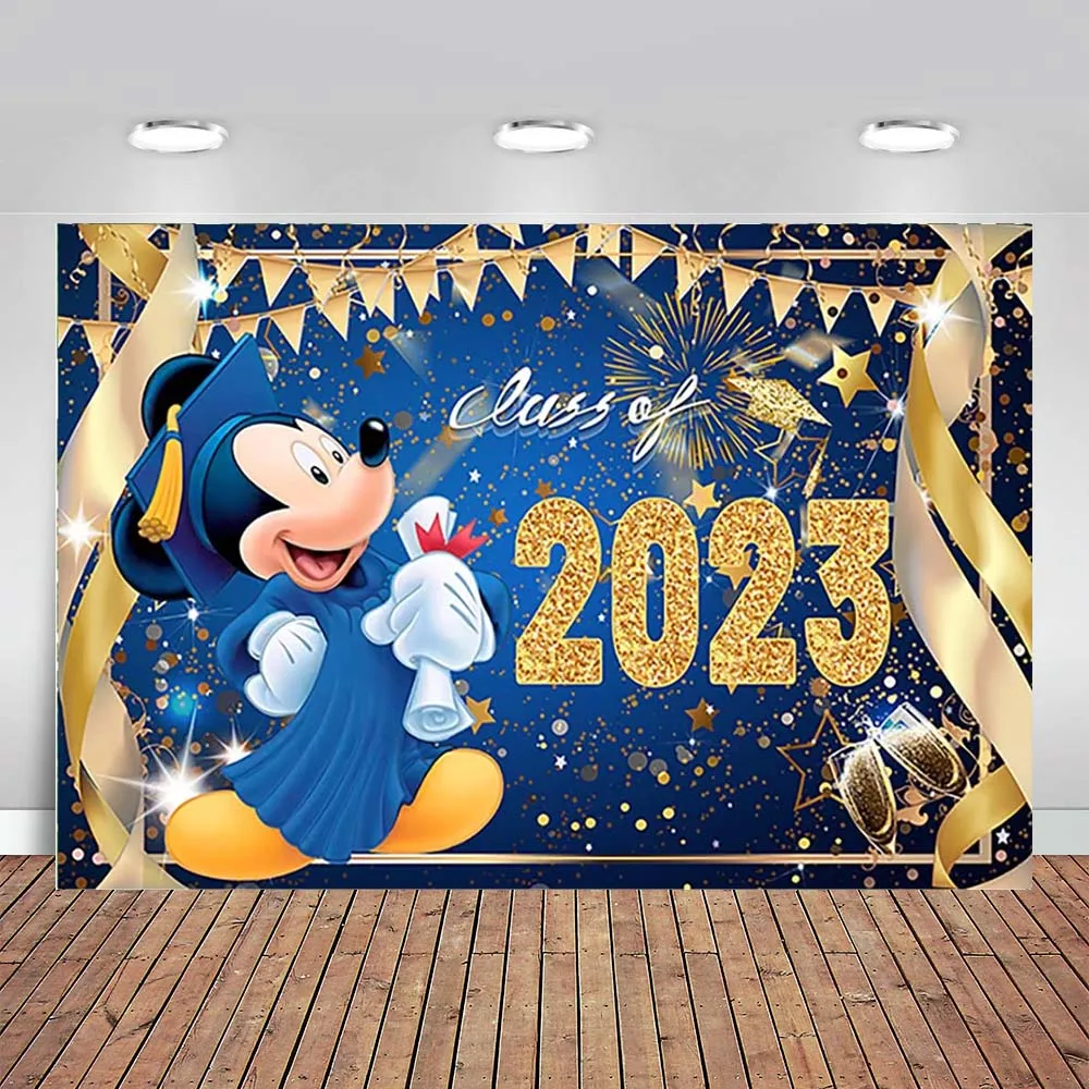 

2023 класс выпускной фон для оформления фотографий задний фон для детской фотосъемки с голубым Микки Маусом для детского сада