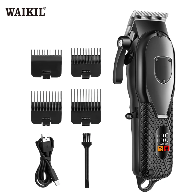 WAIKIL Professional Men's Electric Hair Clipper Multi functional Oil Head Electric Push Clipper USB Charging Digital Trimmer