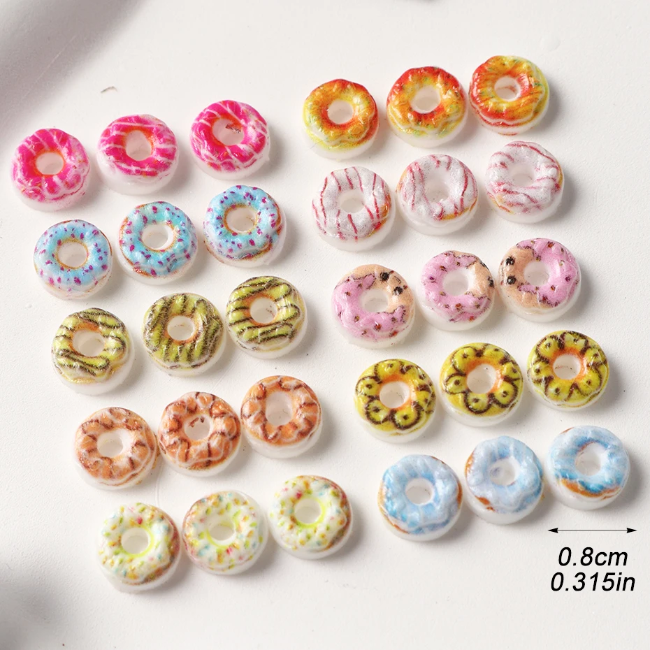 50/100pcs Sweet Doughnut Nail Charms Colorful Kawaii Nail Art Decorations Studs Parts Flatback Jewelry Manicure Nail Accessories