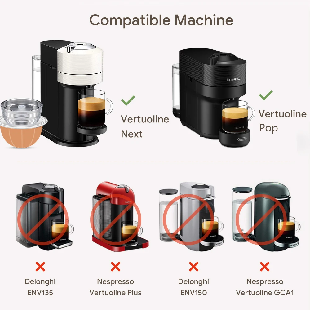 Reusable Coffee Capsule For Vertuo Next Coffee Maker Machine Stainless Steel Refillable Pods Compatible with Original Capsules