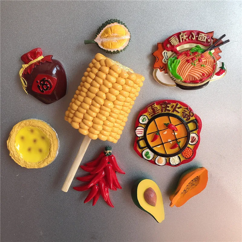 Featured 3D Egg Tart, Corn Sticks, Chongqing Tourism Cuisine, Chili Refrigerator Stickers