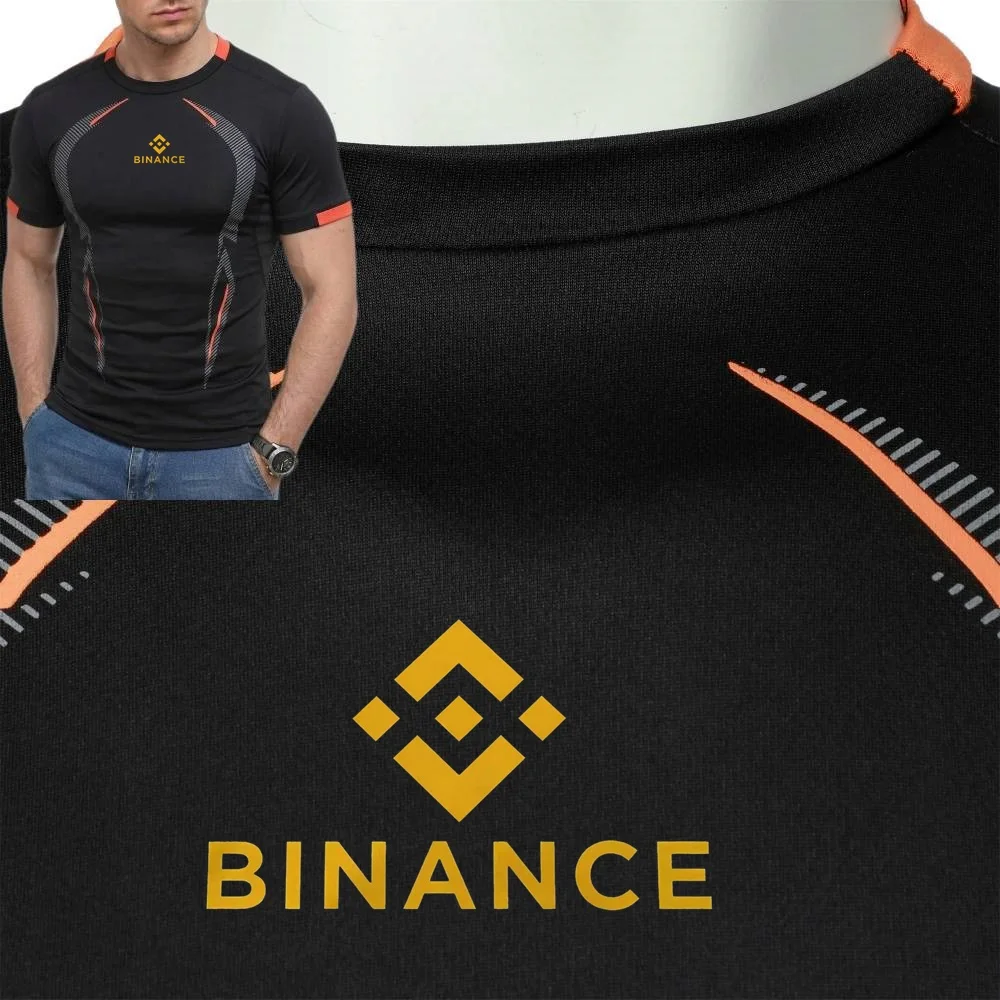 Binance Crypto Men's Compression T-Shirt High Stretch Muscle Fit Quick Dry Breathable Sun Protection Sports Fitness Tee Summer