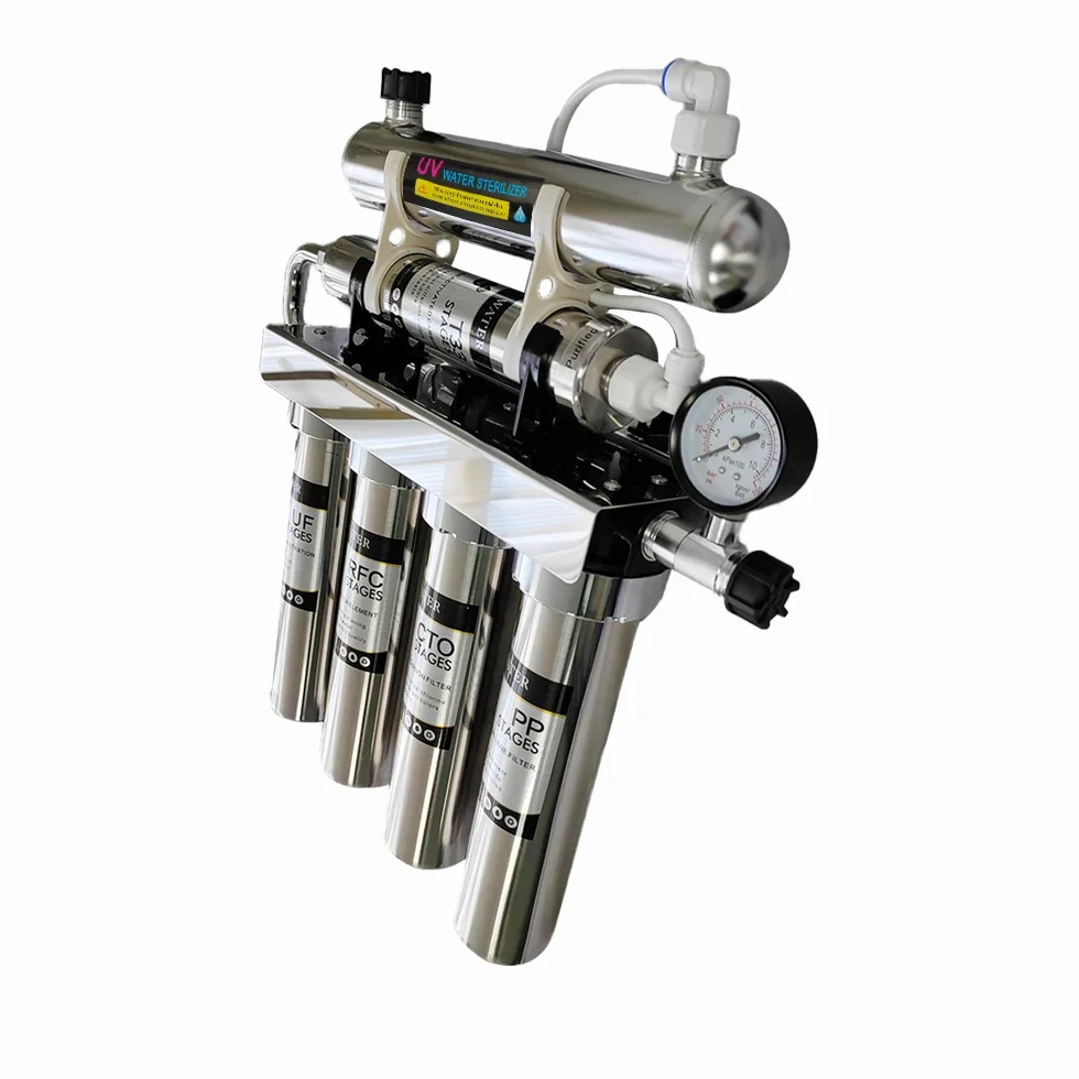 Filtro de agua purificador de agua potable directo UV, ultrafiltración de agua suave de carbón activado para cocina doméstica de 6 etapas