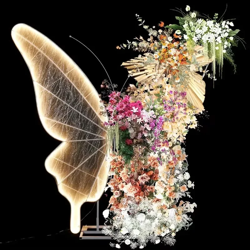 Wedding Ornaments Butterfly Background Wall Road Guide Silver Cloth Scene Layout Props for Decoration