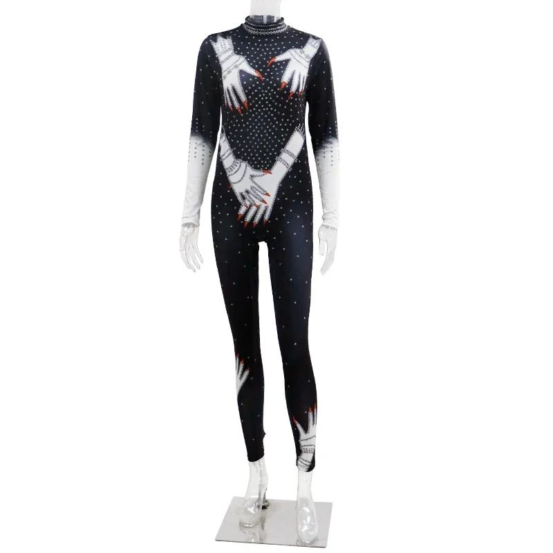 Teanoon-traje de gato para mujer, traje Zentai Sexy negro y rojo, ropa de fiesta navideña, disfraz de Cosplay Digital 3D, monos de manga larga