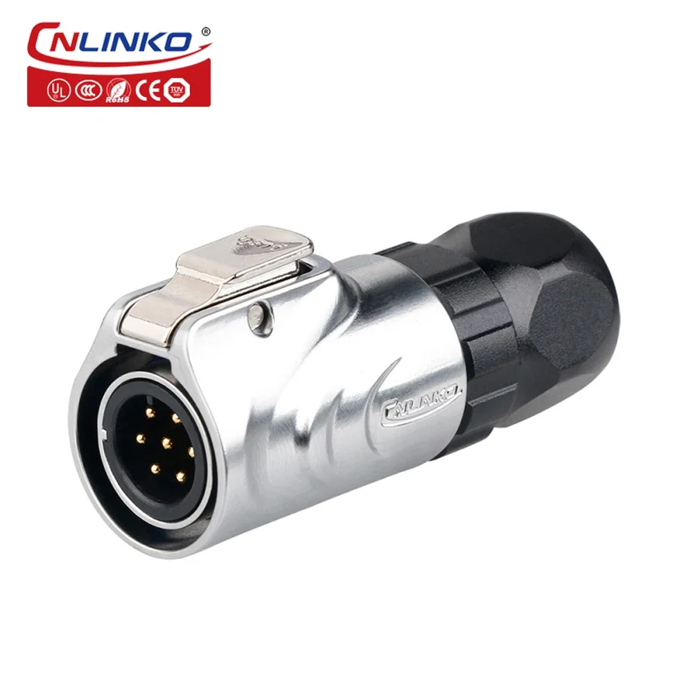 CNLINKO 7 pin waterproof automotive bulkhead male connector Panel Mount Socket