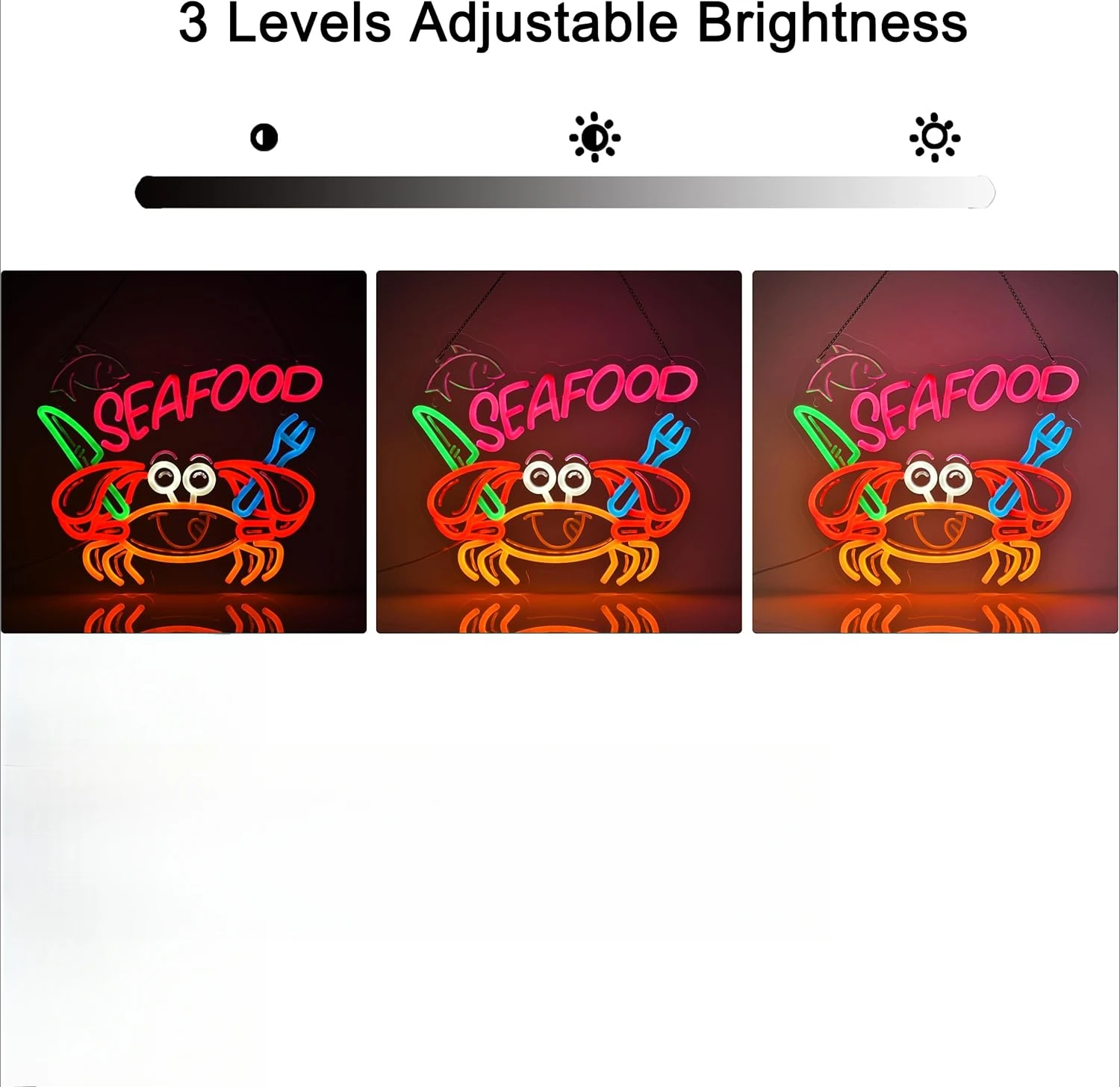 المأكولات البحرية النيون تسجيل عكس الضوء USB LED ضوء النيون معلقة لمطعم متجر السوق الاحتفال المنزل فائقة السطوع جدار ديكور الهدايا #6
