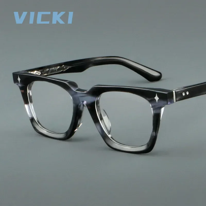 VICKI Black-gray Gradient Thick Frame Full of Vintage Charm Customizable Prescriptions, Anti-blue Light Multifocal Glasses 55015