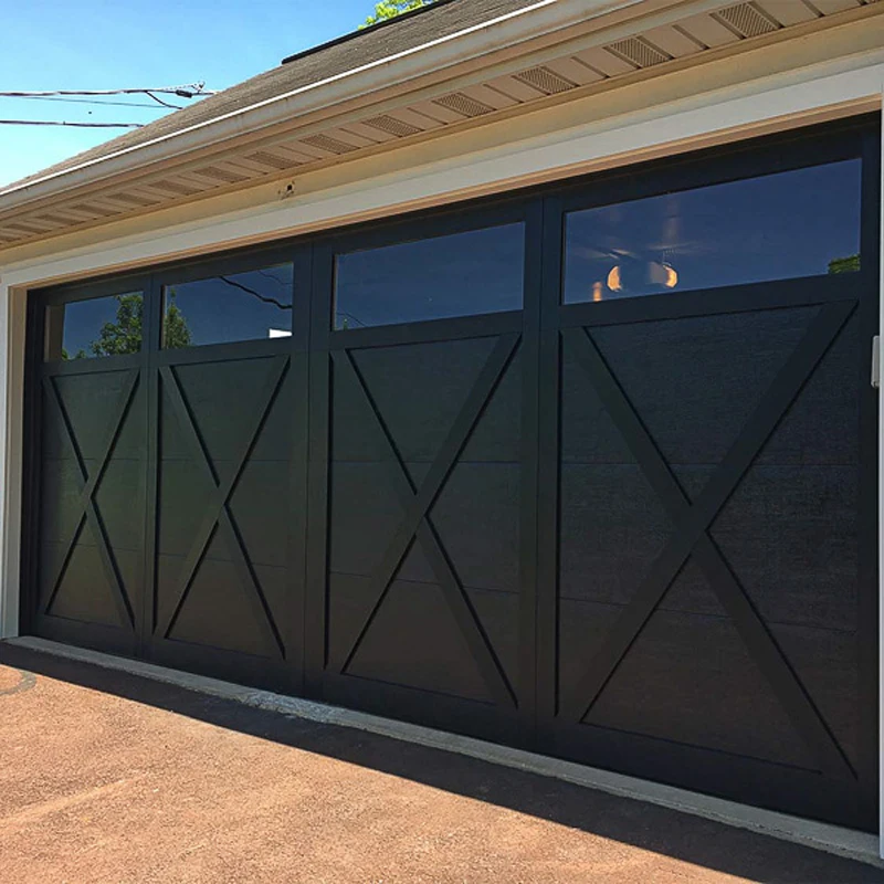 Custom Villa Aluminum Automatic Sectional Electric Garage Doors Glass Garage Door