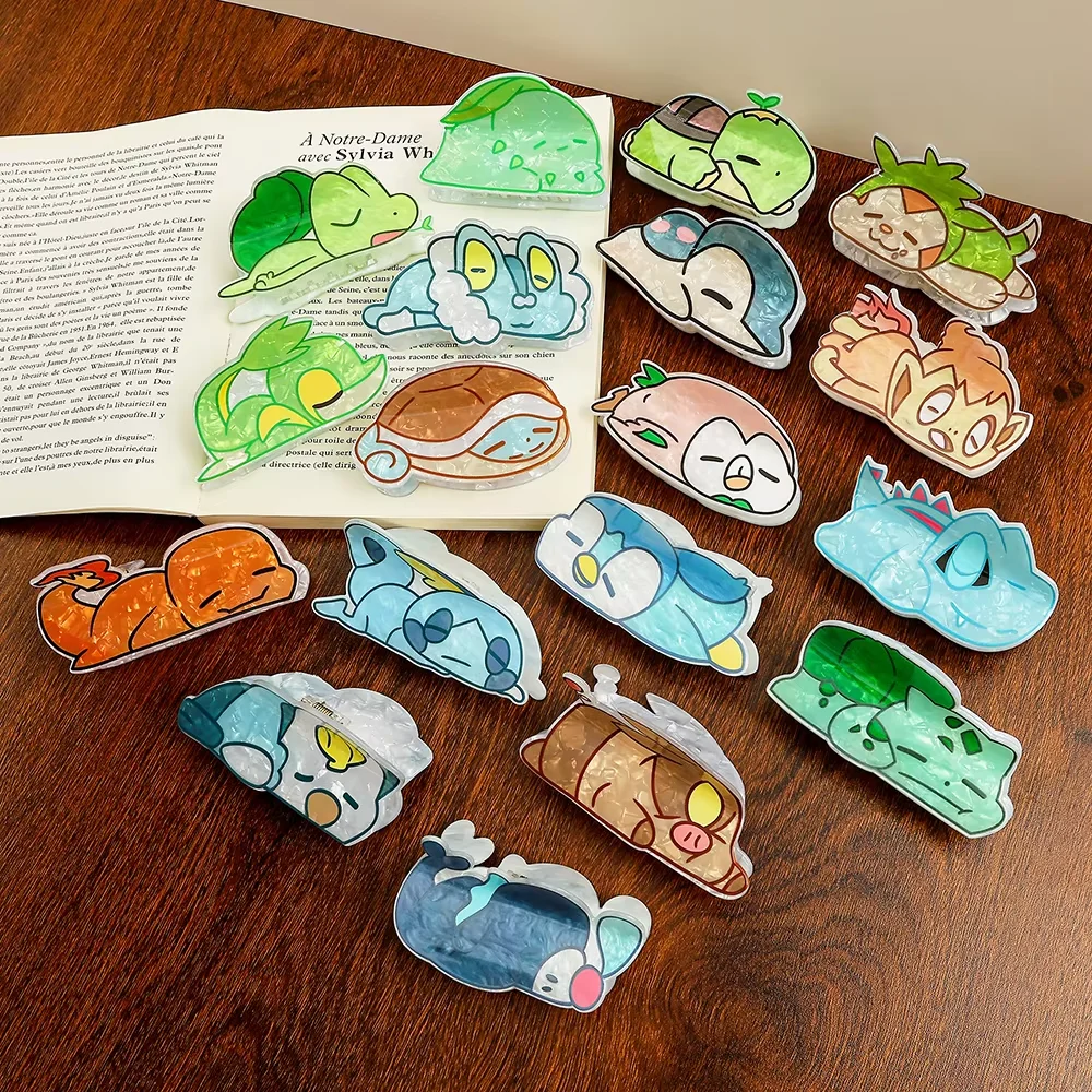 18 PIEZAS ALEATORIAS de Pokémon, Lindos Accesorios Decorativos para el Cabello con Diseño de Dibujos Animados, Regalos, Pinzas de Pelo Acrílicas Modernas y Casuales