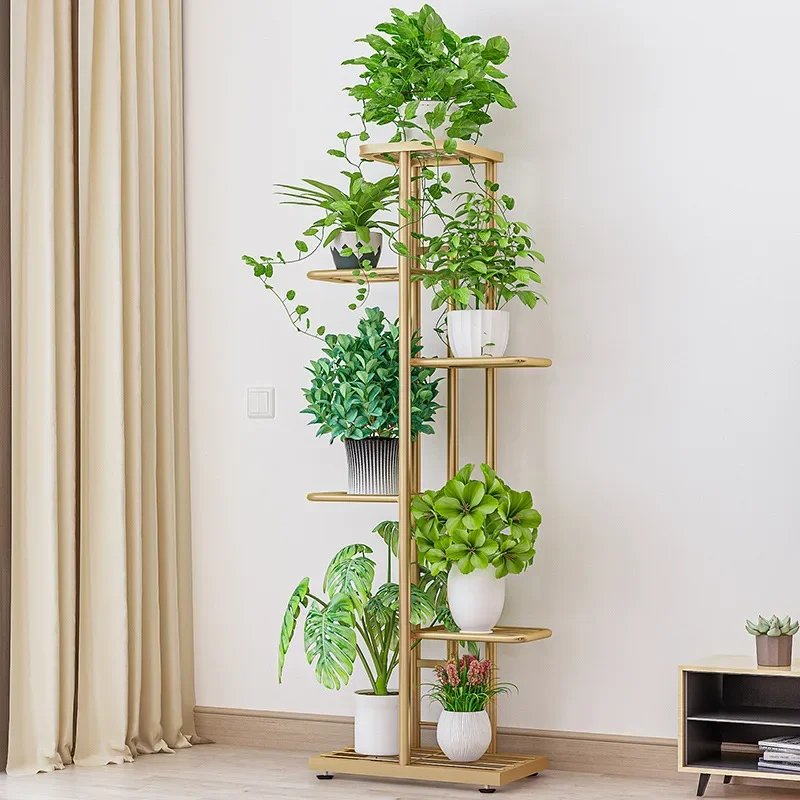 Balcony Storage Rack, Wrought Iron Multi-Layer Plant Stand, Modern Minimalist Flower Pot Rack, Floor Standing Greenery Shelf