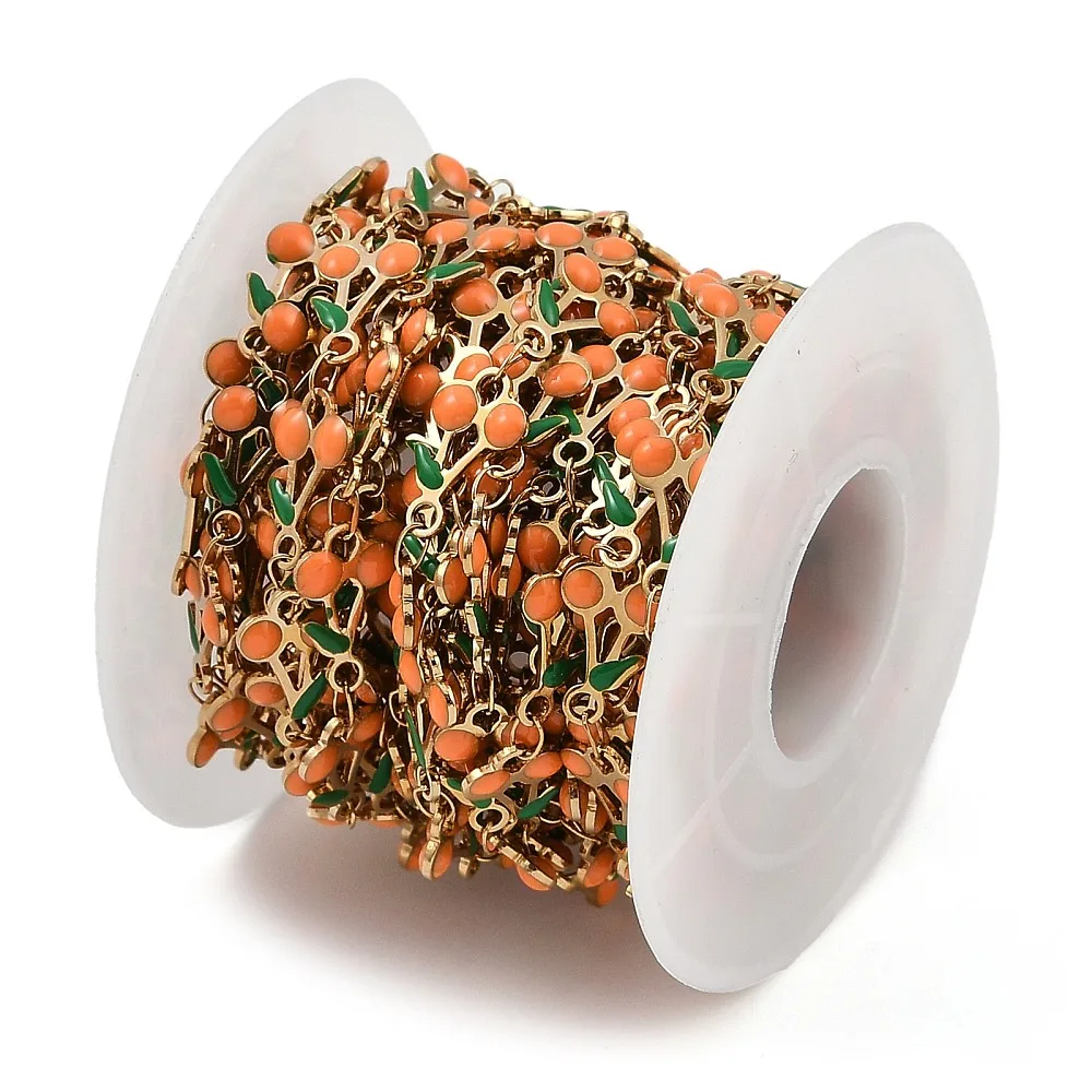 PandaHall 5m/Rolle IP 304 Edelstahl Emaille Kirschblüten-Charm-Kette, gelötet mit Spule für Halsketten- und Armbandherstellung – Detail 2