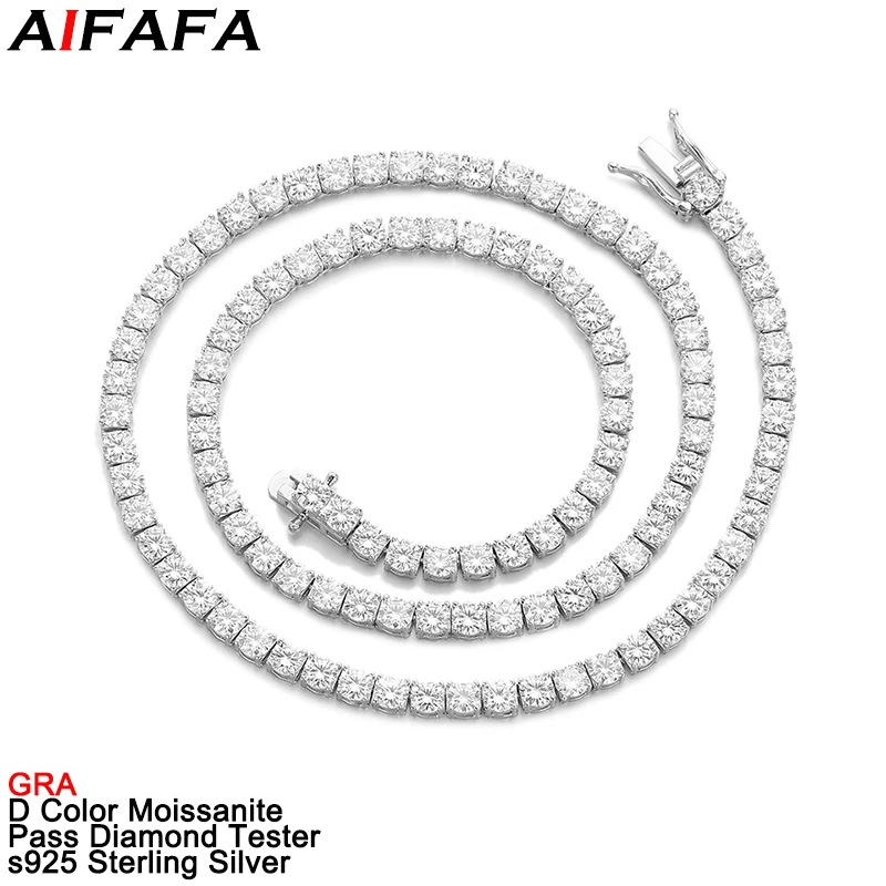 

2-3-4-5-6mm Full Moissanite Diamond Tennis Chains Bracelet Necklace s925 Silver Gold Rose Gold Chain Plate 18k Fine Jewellery