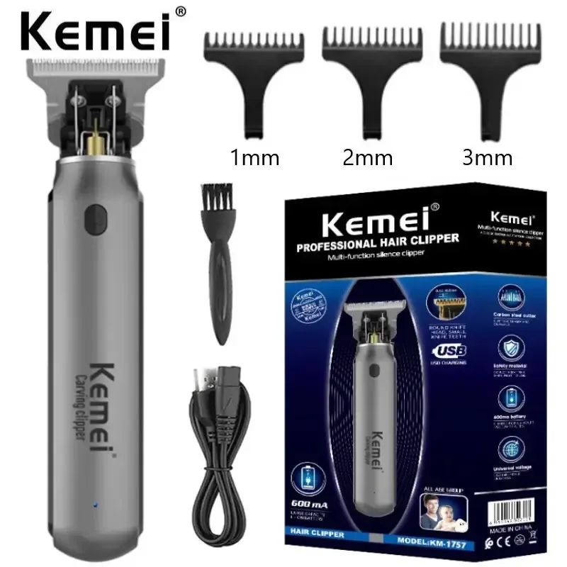 Kemei KM-1757 Professional Hair Trimmer Machine Cordless Hair Clipper Rechargeable Hair Cutting Machine for Man Clipper