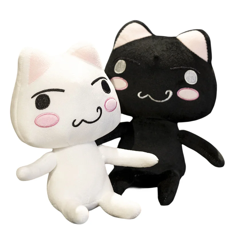 

30CM Interesting Creative White Black Cat Soft Plush Toys Smoothing Dolls Sofa Decoration Girls Kids Birthday Halloween Presents