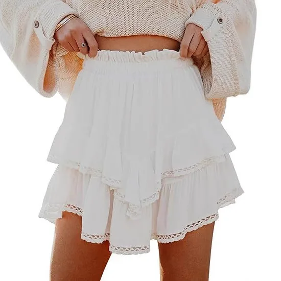 Jupe courte plissée style bohémien pour femmes, décontractée, superposée, taille haute, gâteau de golf et de tennis