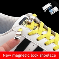 1Pair Elastic No tie Shoe laces Magnetic Lock Shoelaces Sneakers Shoelace Flat Kids Adult Lazy Laces One Size Fits All Shoes