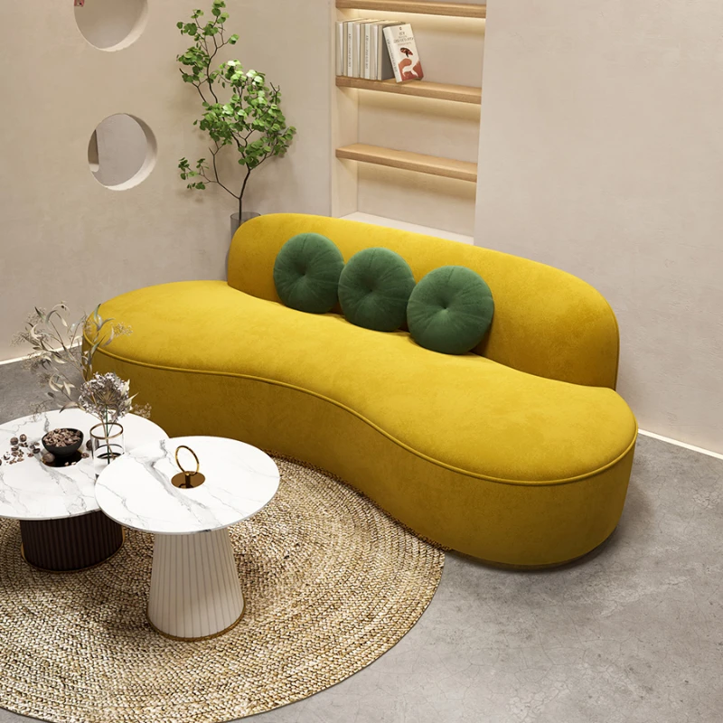 Curved small apartment living room minimalist three-person beauty salon creativity