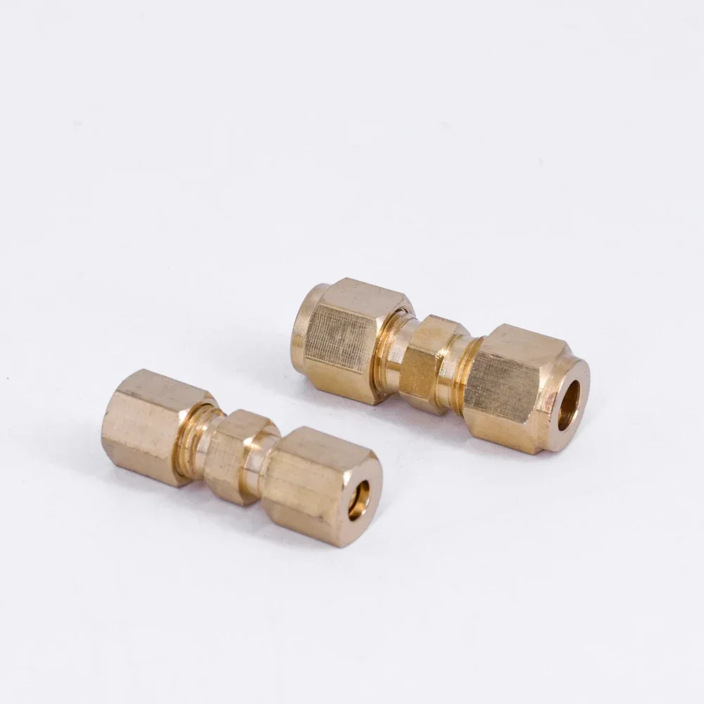 3/16" 1/4" 5/16" 3/8" 1/2" 4 6 8 10 12 15-42mm OD Tube Compression Union Brass Pipe Fitting Connector Home Garden Oil Water Fuel