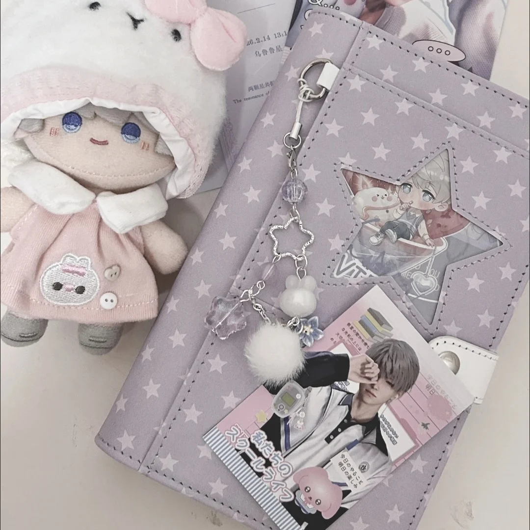 Korean Style Leather Taro Mud Milk Purple Star Ledger A6 Magnetic Buckle Loose-leaf Notebook Niche Girl Heart Portable Notepad - view 4