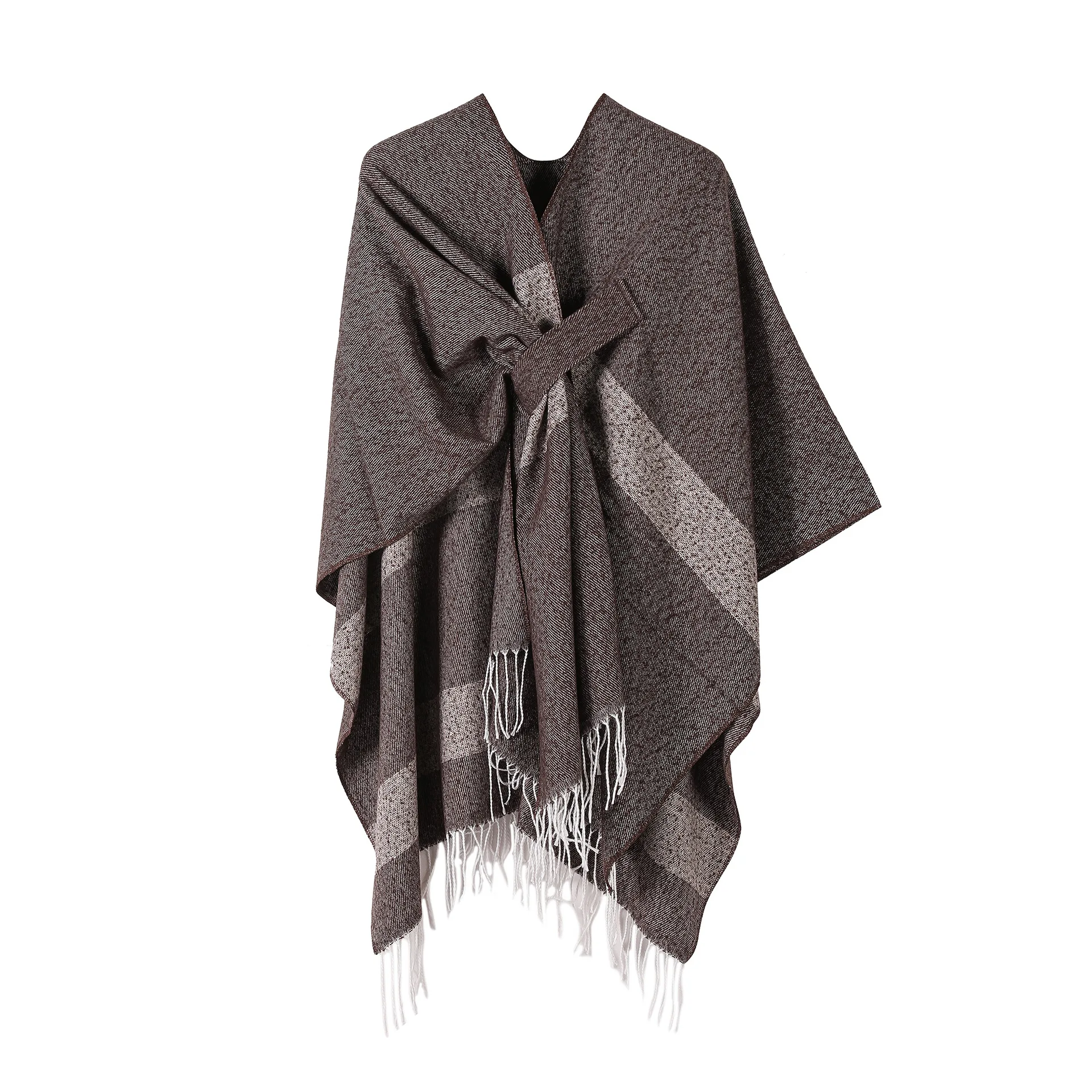 New 2025 Autumn Winter Wool Cashmere Stripes Wrap Shawl Scarf Pashmina Big Scarves Cashmere Women Light-thin Outer Wraps Wh7