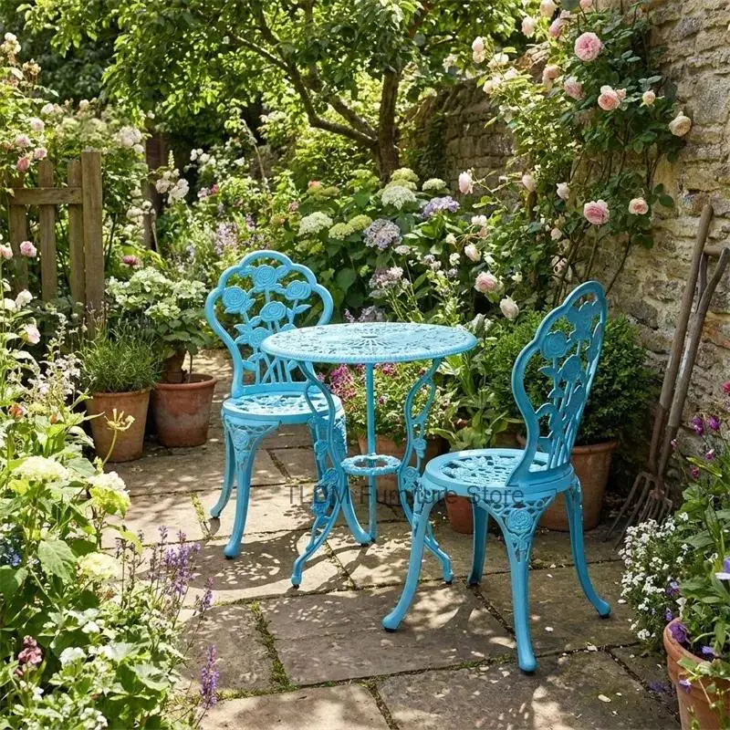 Chairs European Patio and Table and Chairs Garden Outdoor Cast Aluminum Furniture Table Sets Courtyard Leisure Table Chairs Z
