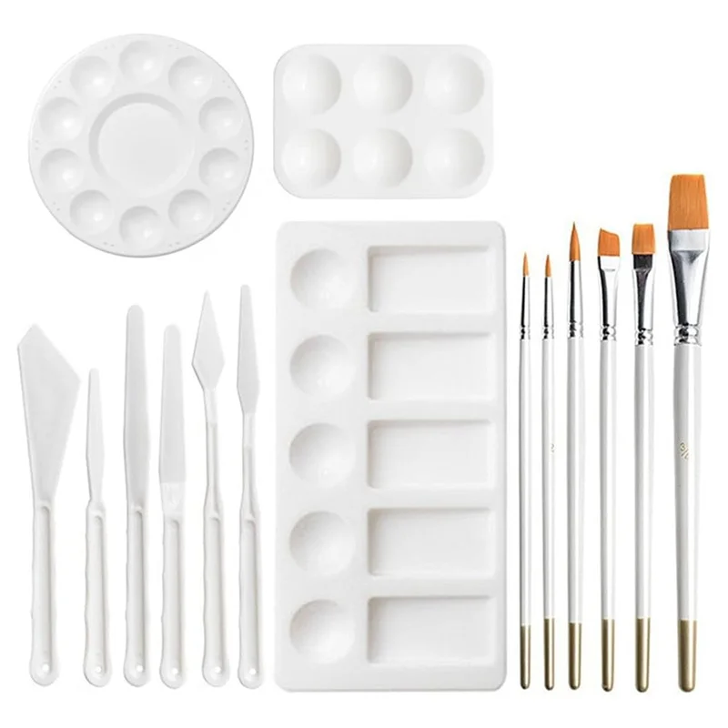 Practical-Palette Palette Paintbrush Scraper 15-Piece Set Of Rectangular Palette Art Graffiti Painting Tools