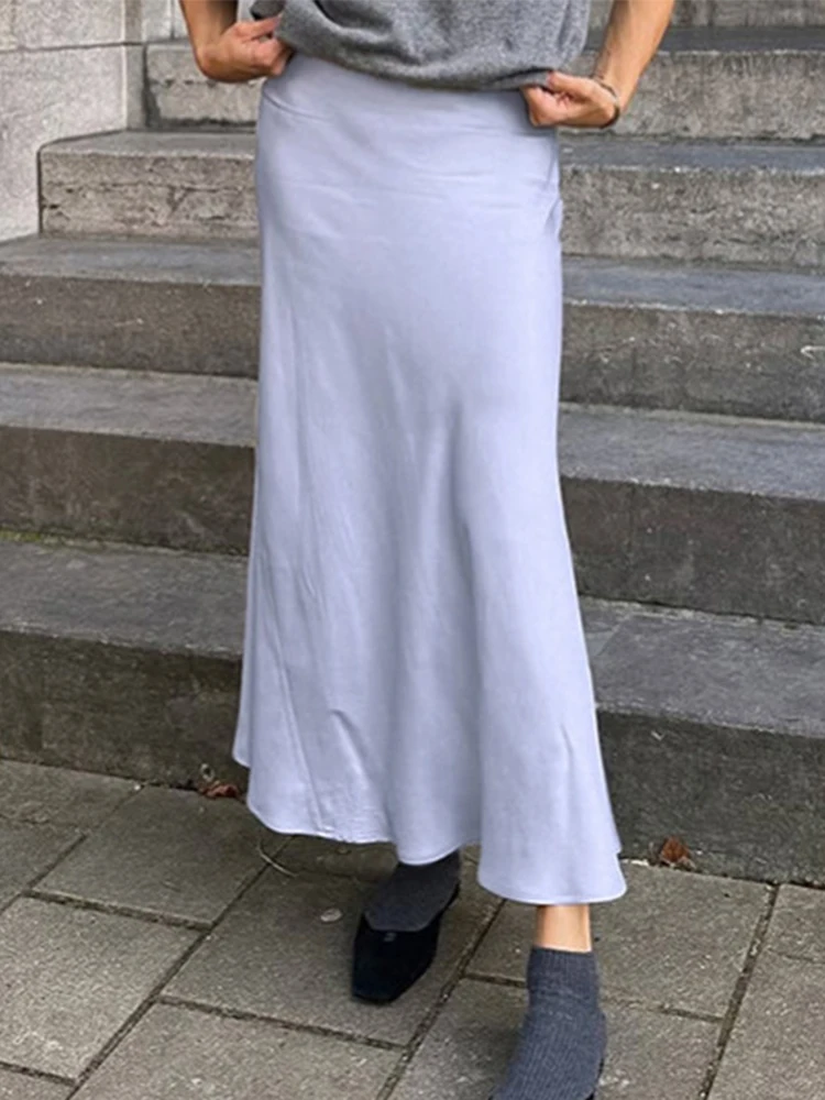 

Trendix Women Party Elegant Midi Skirt Winter Casual High Waist Solid Ruffle Skirts Street Slim Office Commute Long Skirt Femme