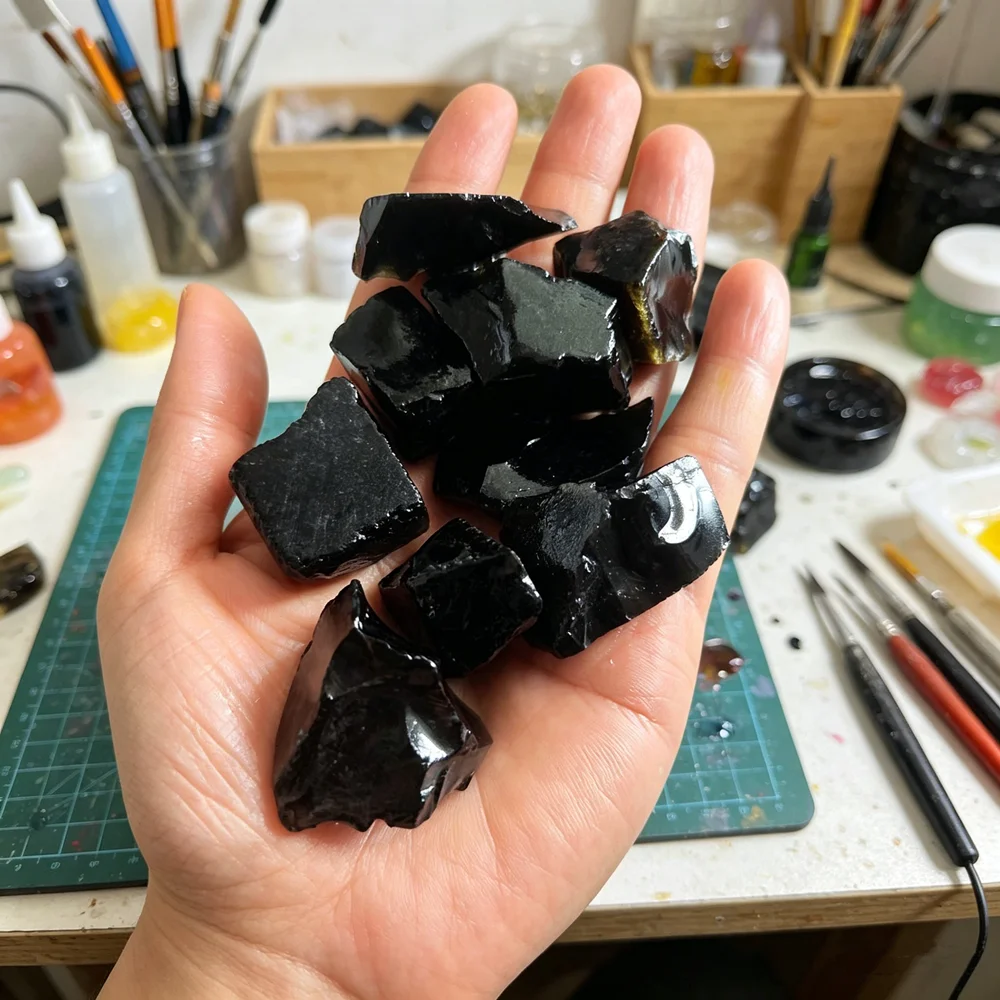 Natural Obsidian Irregular Healing Black Crystals Stones Mineral Rock Specimen Decoration Energy Healing Stone