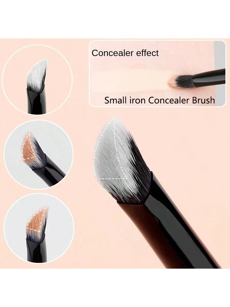 Triangular Sloped Black Foundation Brush, Concealer Brush, Soft Highlight Brush for Shading and Brightening, Sloped Blush Brush