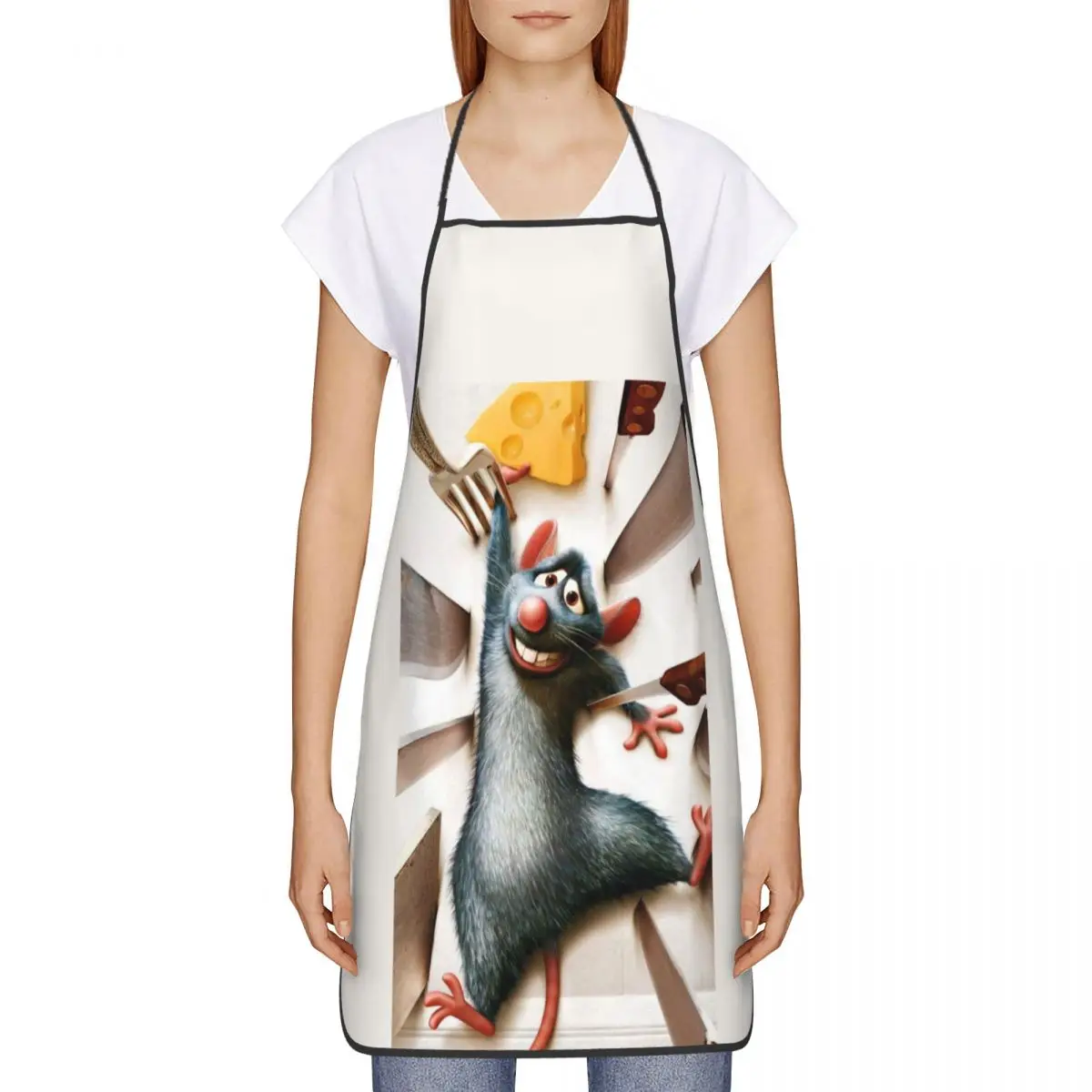 Custom Unisex Ratatouille Remy Bib Apron Adult Women Men Chef Tablier Cuisine for Cooking Kitchen Alfredo Linguini Chef Baking