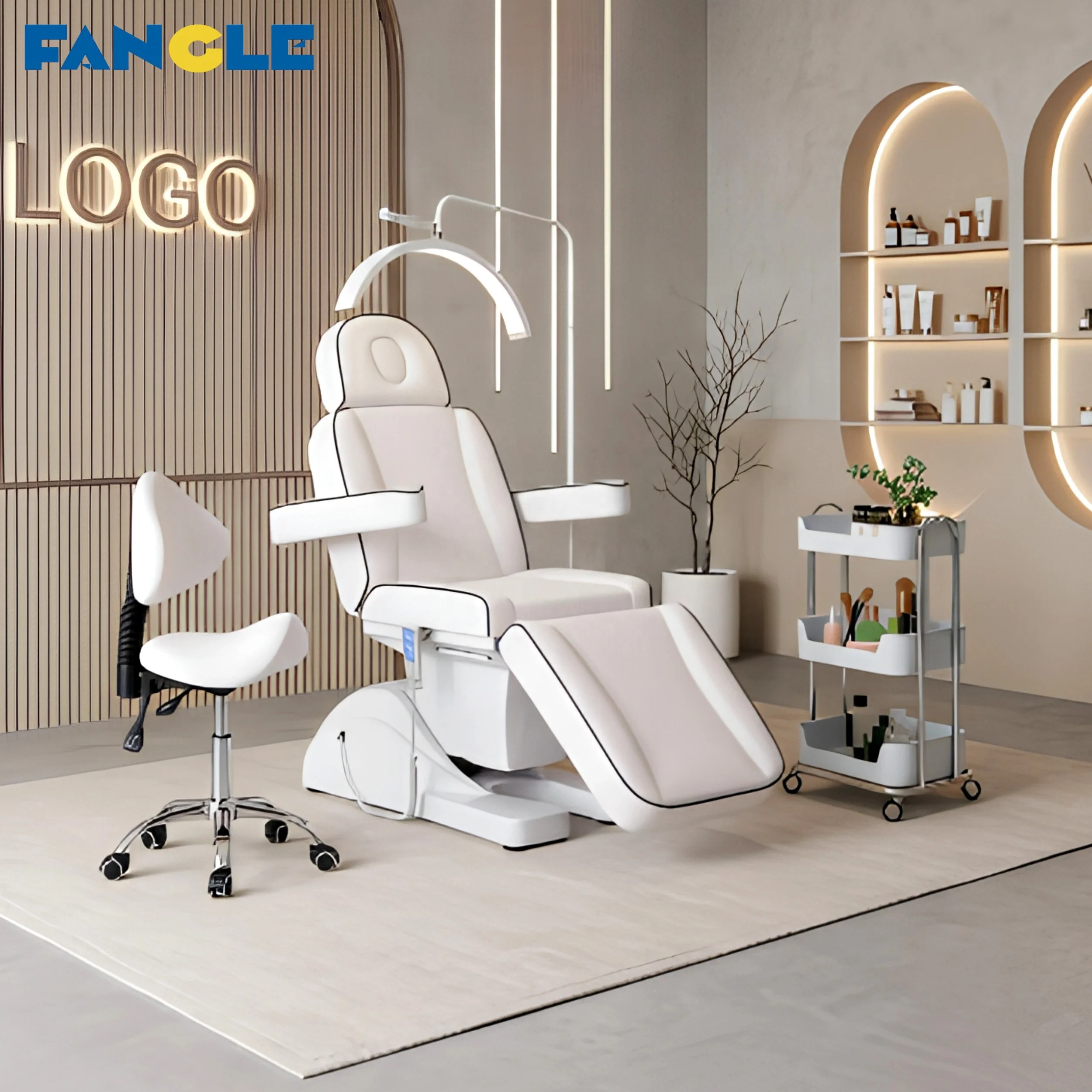 Modern White Gold Electric Therapy Medical Spa Beauty Salon Treatment Massage Table Lash Esthetician Cosmetic Beauty Bed