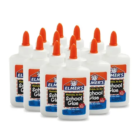 Liquid School Glue, Slime & Craft, Safe and Non-Toxic, Washable, White, 4 Ounces Each, Great for Making Slime, 12 Count