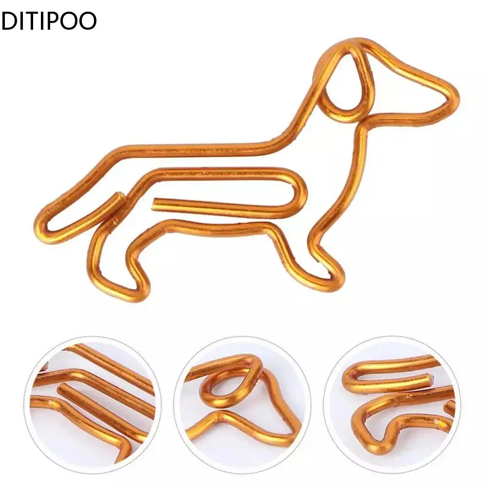 

TUTU 10/50pcs Gold Dachshund Metal Paper Clips Creative Binder File Clips Bookmark Funny Cute Stationery School Office Supplies