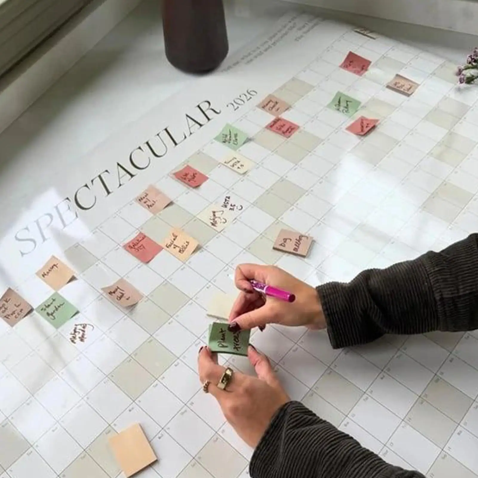 

Настенный календарь-плакат на 2026 год с наклейками: большой планировщик для дома и офиса, инструмент для организации времени