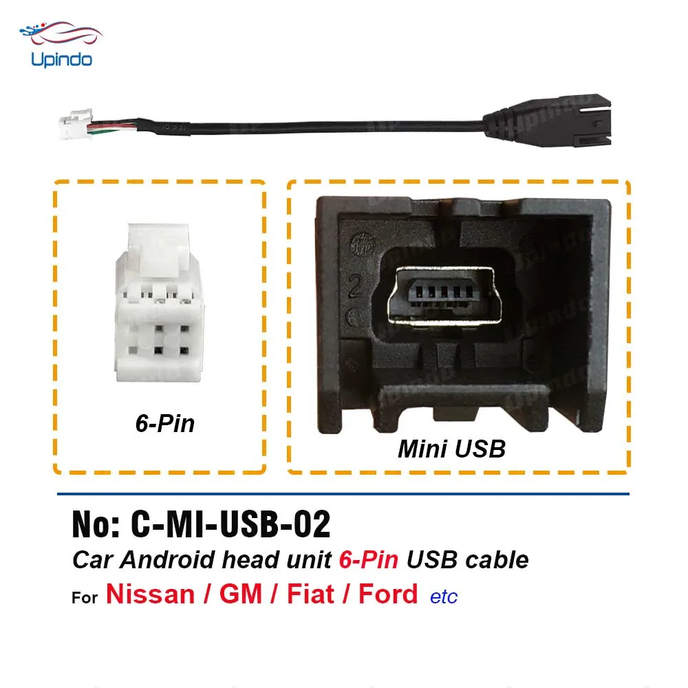 Car Radio Cable Connector Android 4 6 Pin Socket to Mini USB Wiring Harness Adapter for Nissan Chevrolet Fiat Renault Jeep