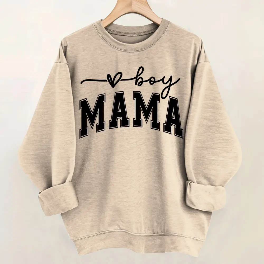 

Colorful Mom & Boy Letter Graphic Print Women's Sweatshirts Oversized Hoodies Women Clothing Casual Top Fashion Crop Neck Blouse