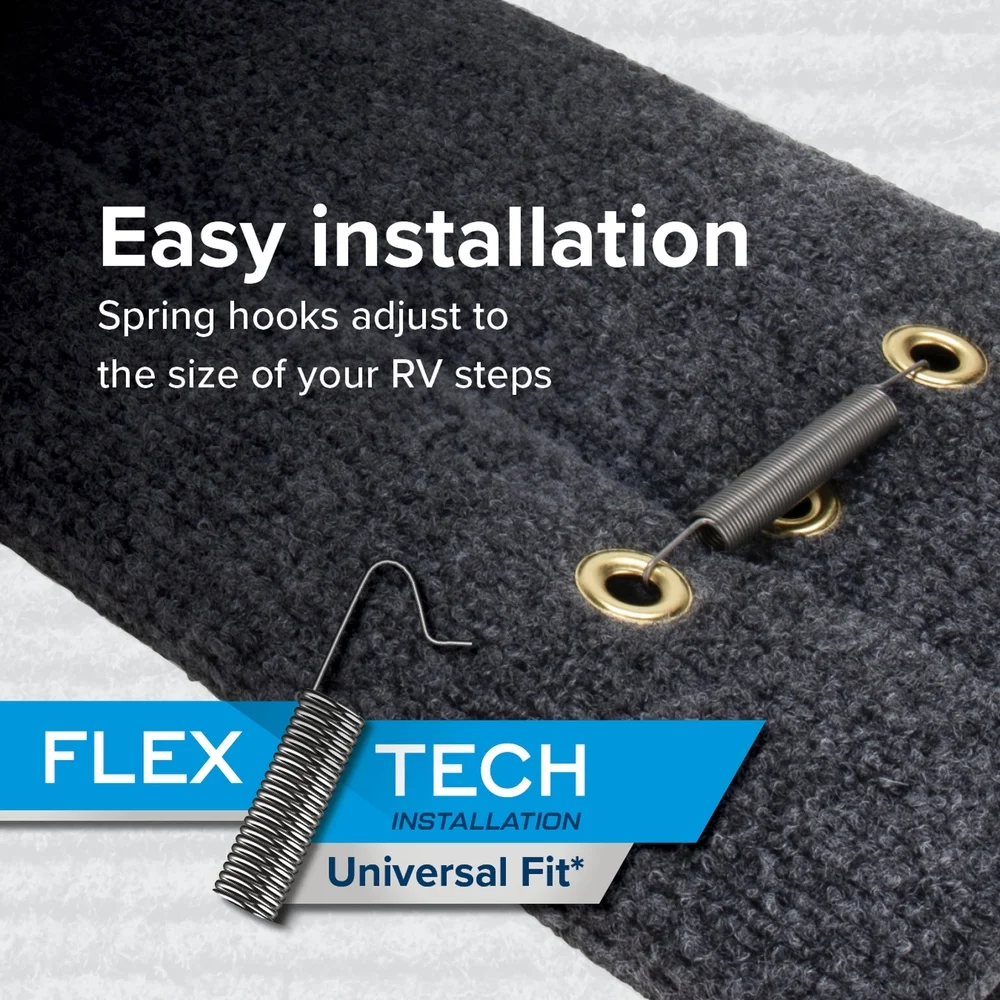 Alfombra resistente a la intemperie para RV, diseño envolvente, fácil instalación Flex-Tech, accesorio duradero para camper, limpieza al aire libre