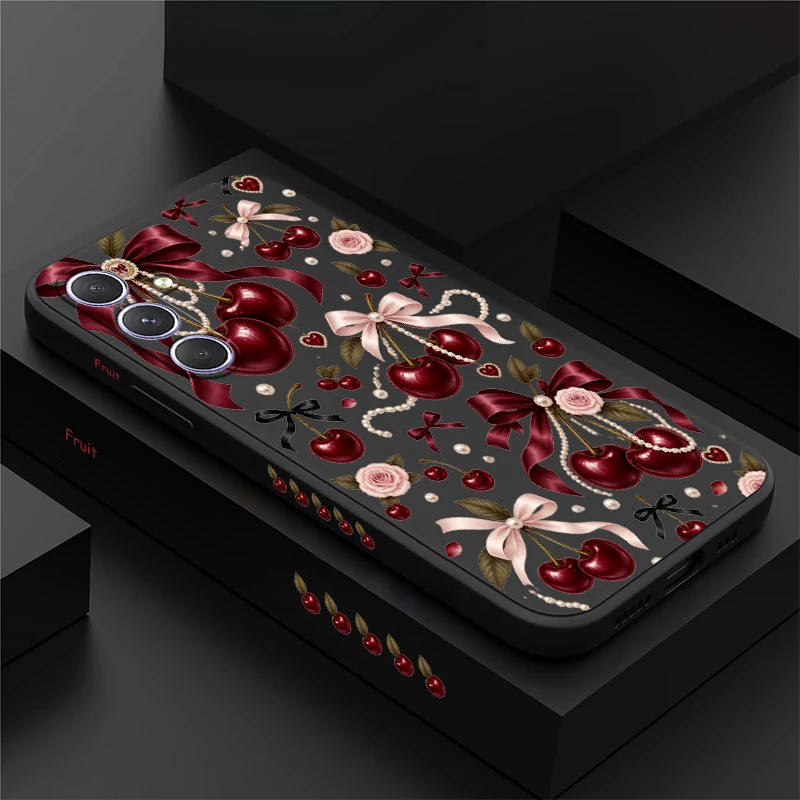 Cartoon Cherry Bow Pattern Case For Samsung Galaxy A53 A52S A33 A72 A73 A32 A13 A22 A51 A71 21S A11 Soft Anti Scratch Cases Etui