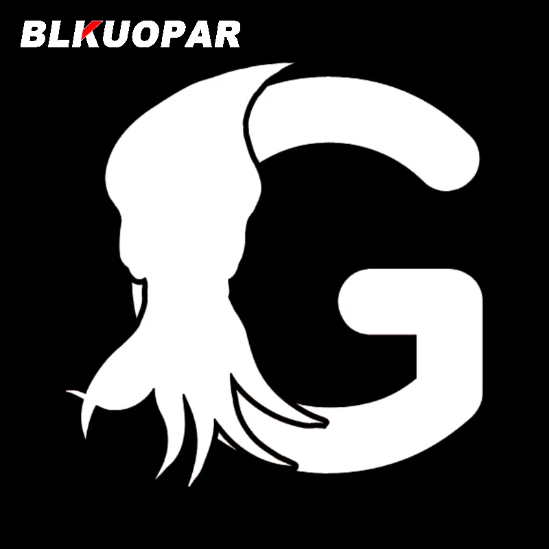 BLKUOPAR for Initial Letter G With Squid Car Sticker Creative DIY Decal Occlusion Scratch Trunk Windshield Vinyl Car Wrap