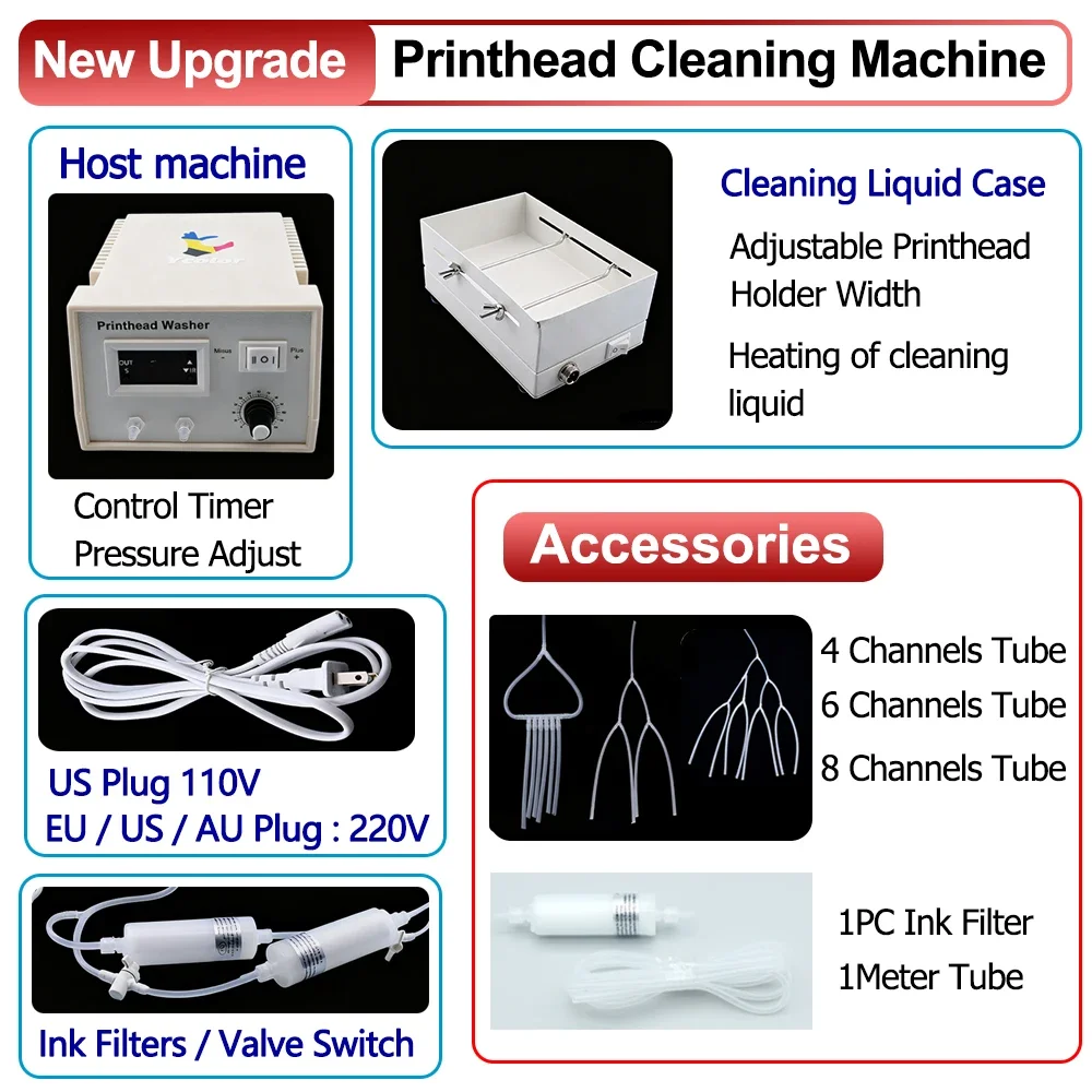 With Heater Printhead Cleaning Machine solve Ink Unclog For Epson XP600 i3200 i1600 L1800 TX800 DX5 DX6 DX7 FA04010 Cleaner