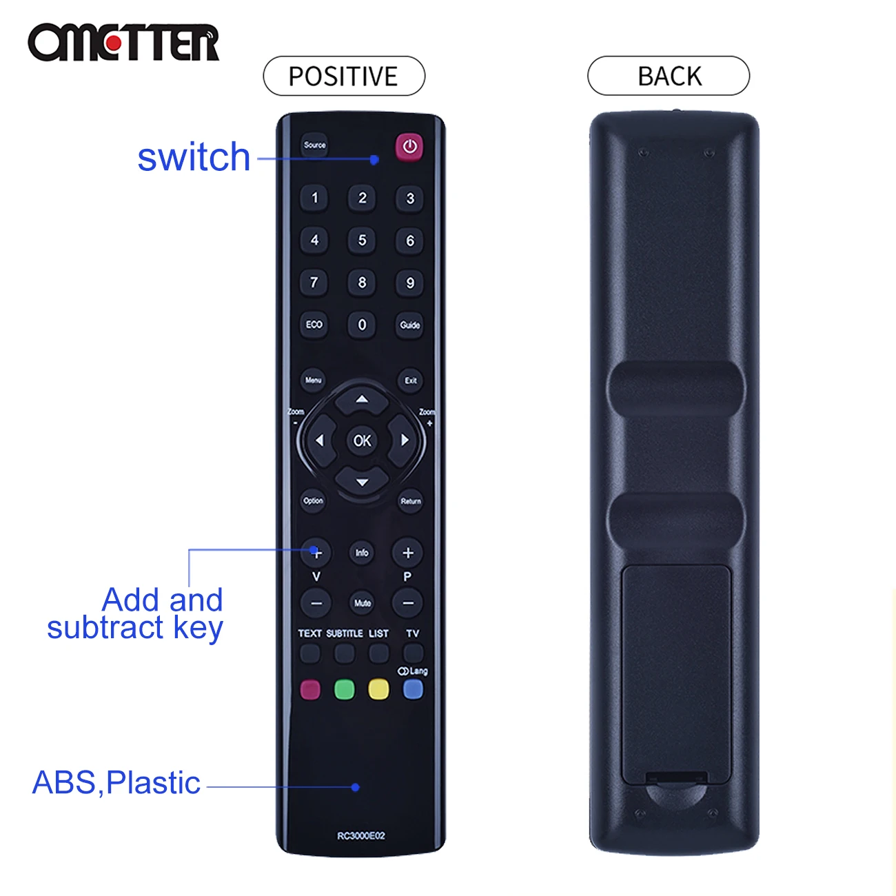 RC3000E02 Unviersal Smart TV Remote Control Replacement LED LCD Television Remote Control Black All Functions For TCL