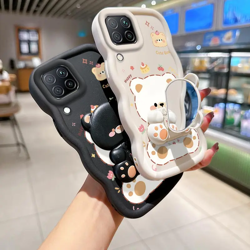 M32 Freche Katze Halterung Wellenförmige Silikon Handyhülle für Samsung M32 M22 M14 M13 M12 M05 M04 M02 F23 F14 F12 F42 F05 Abdeckung