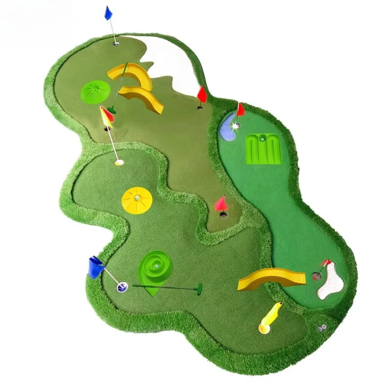 Hot Stock Kids Golf Equipment 13 PCS Set with Plastic Obstacles Mini Golf Course & Putting Practice for Children & Adults