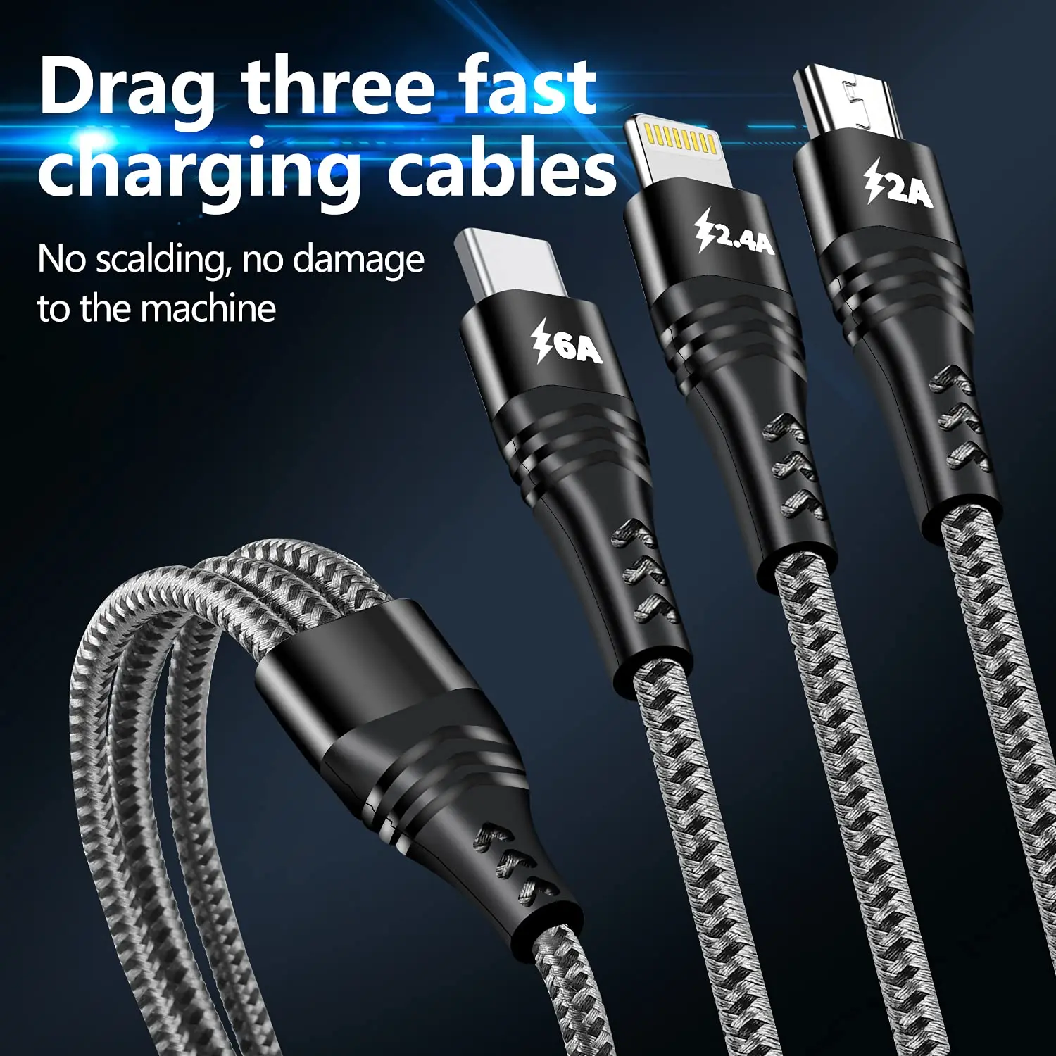 LBSC Type-C Fast Charger Cord 1Pc 3 In 1 Usb Charging Cable Multifunction Fast Charger Cord For Xiaomi Tablets