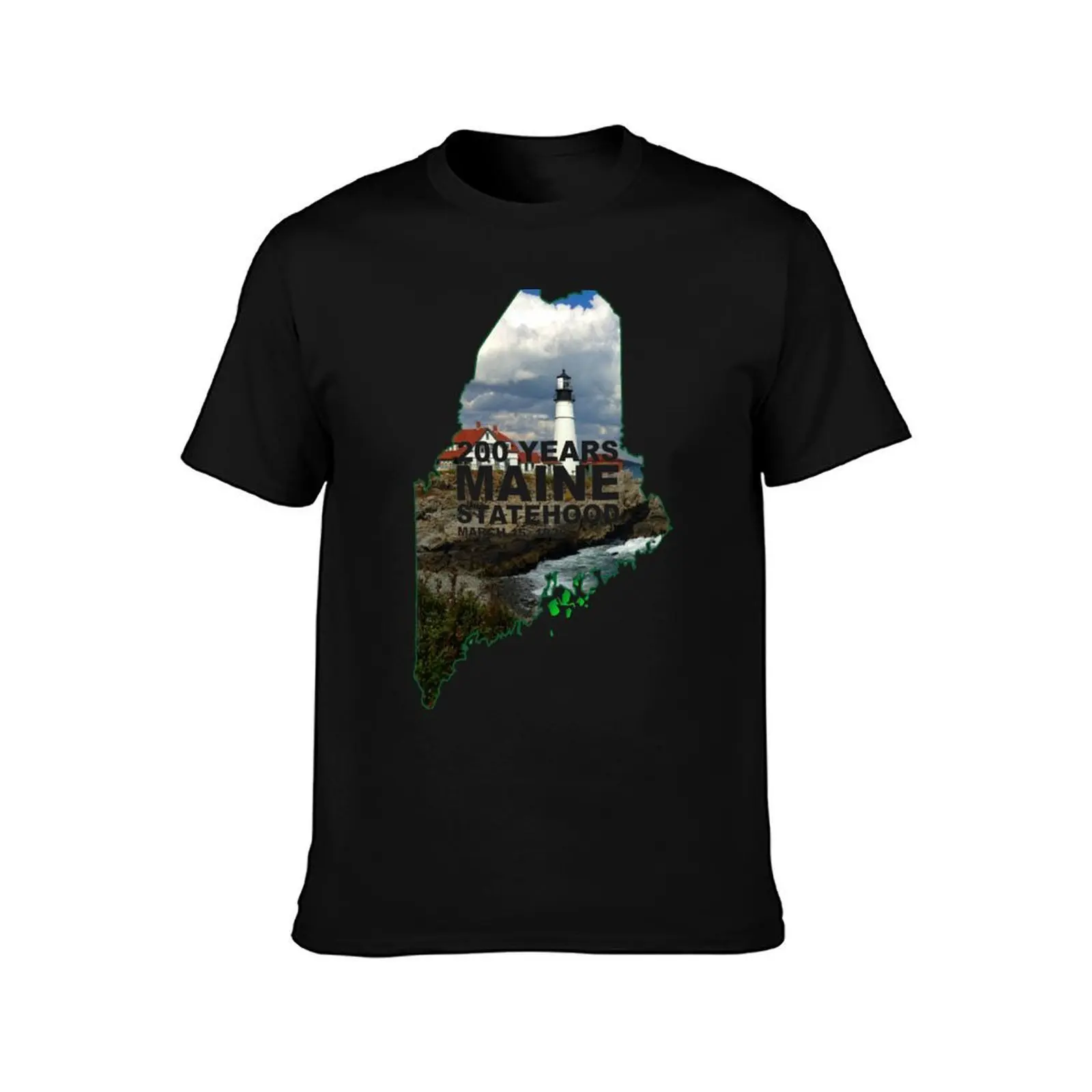 Maine's 200th Birthday with Lighthouse T-Shirt Casual Daily Graphic Tee T-Shirt