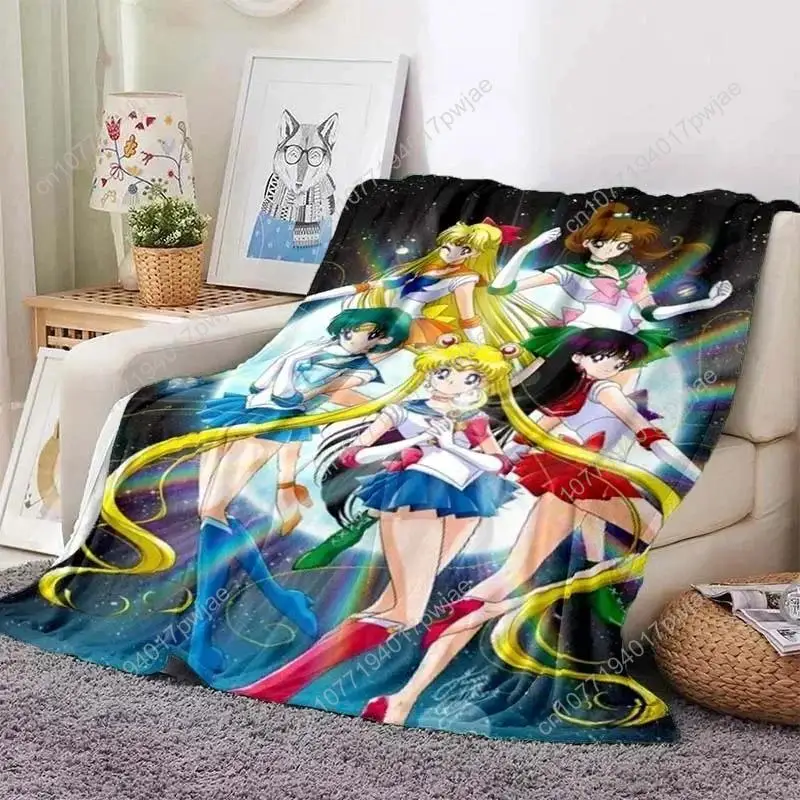 أنيمي Kawaii بحار القمر المنزل الكرتون المطبوعة نزهة بطانية دافئة الفانيلا لينة مريحة المنزل السفر البطانيات المخصصة #5