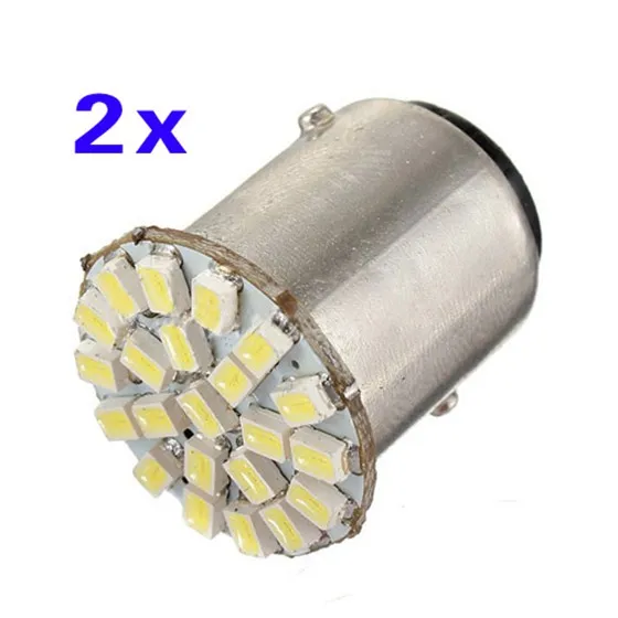 2x 1157 T25 S25 BAY15D 22 SMD LED White Car Stop Tail Turn Brake Light Bulb