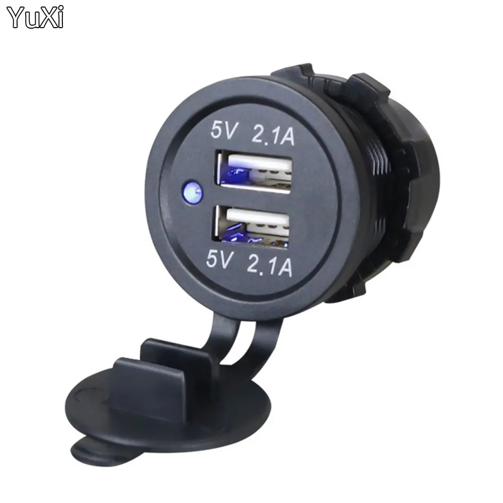 4.2A Dual USB Car Motorcycle Cigarette Lighter Dual USB Charger 12V-24V Car Moto Cigarette Lighter Sockets Power Plug Outlet LED